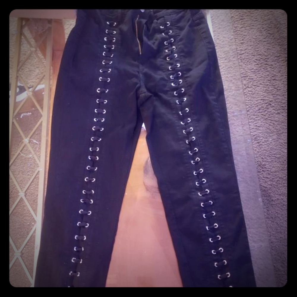 Black Demin Tie Up Jeans